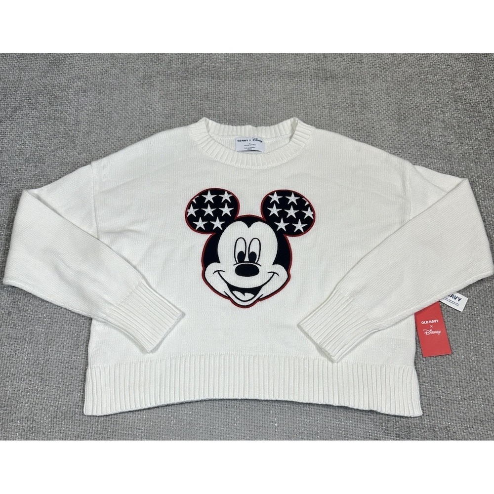 Old Navy Disney Sweater Womens Small Mickey Mouse Cotton Embroidered NWT‎
